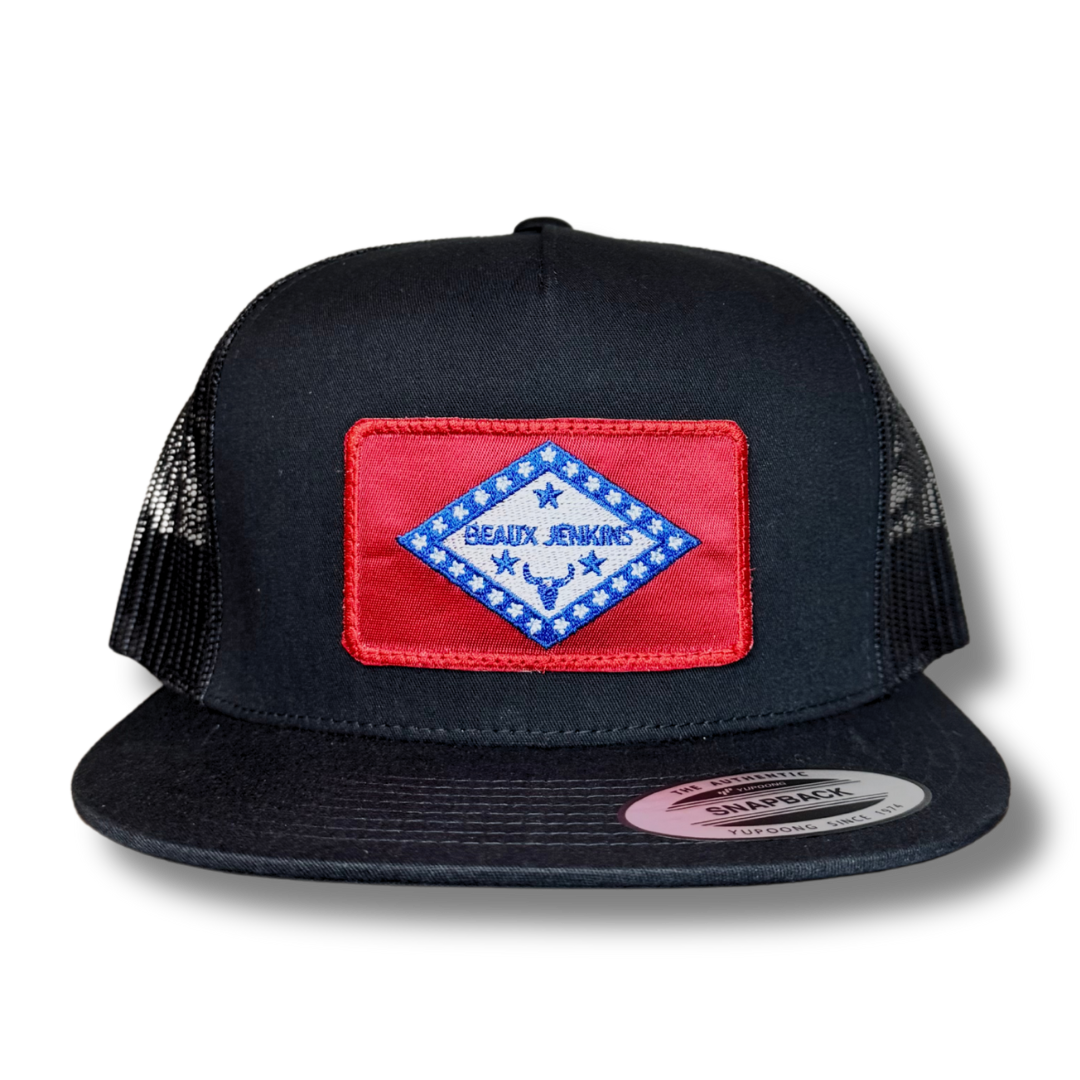 Black Embroidered Flag Hat